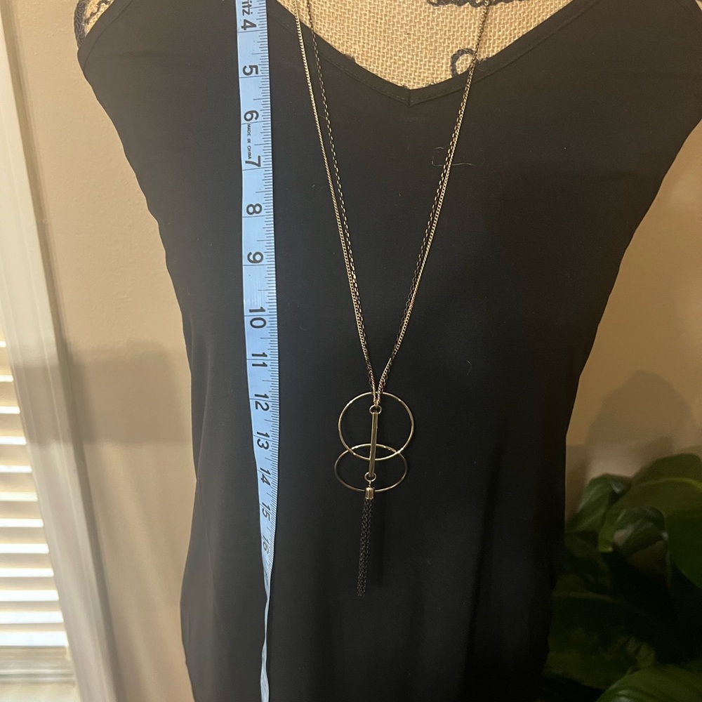 Premier Designs Silver Necklace with Black Tassel